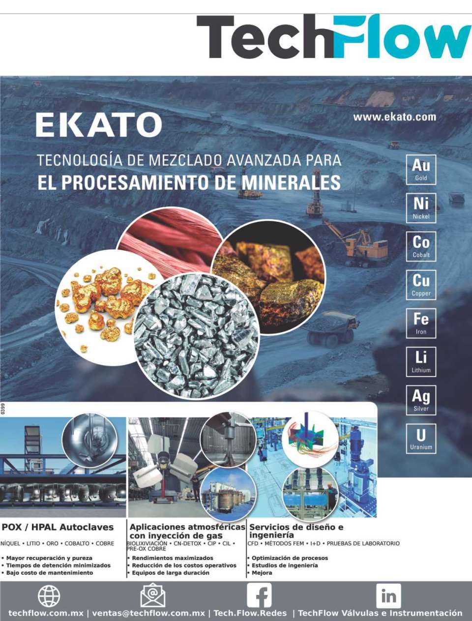 EKATO Tecnologia de mezclado avanzado para el procesamiento de minerales. POX - HPAL Autoclaves. Aplicaciones atmosfericas con inyeccion de gas. Servicios de Diseño e Ingenieria.