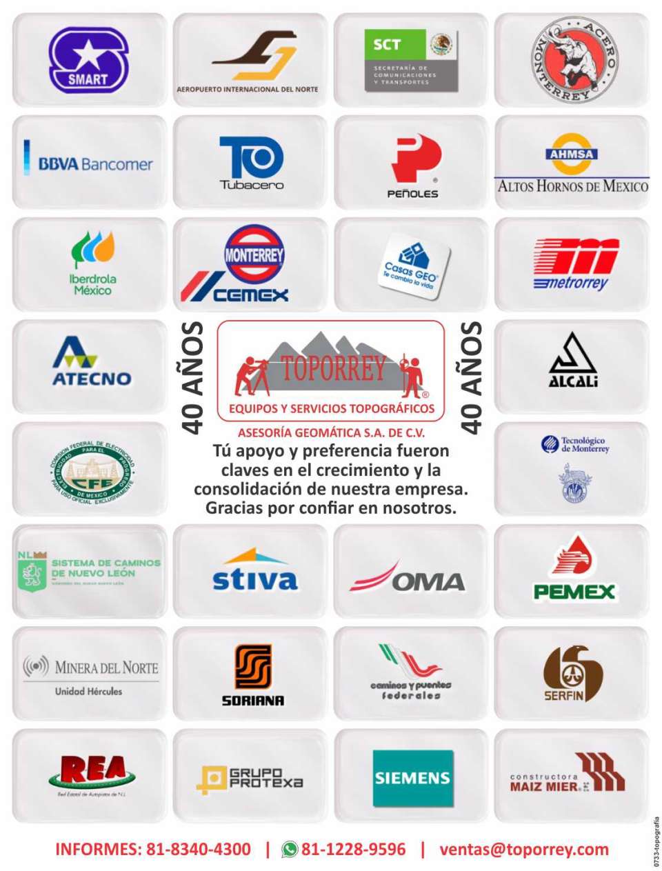 Tu apoyo y preferencia fueron claves en el crecimiento y la consolidacion de nuestra empresa. Gracias por confiar en nosotros. 40 años. Tu apoyo y preferencia fueron claves en el crecimiento y la consolidacion de nuestra empresa. Gracias por confiar en nosotros. 40 años.