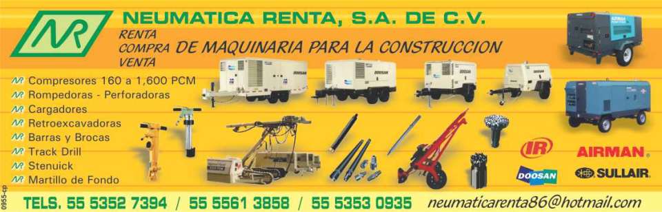 Compresores 160 a 1,600 PCM, Rompedoras- Perforadoras, Cargadores, Retroexcavadoras, Barras y Brocas, Track Drill, Stenuick, Martillo de Fondo, AIRMAN, Sullair, IR, Doosan, Compresores 160 a 1,600 PCM, Rompedoras- Perforadoras, Cargadores, Retroexcavadoras, Barras y Brocas, Track Drill, Stenuick, Martillo de Fondo, AIRMAN, Sullair, IR, Doosan,