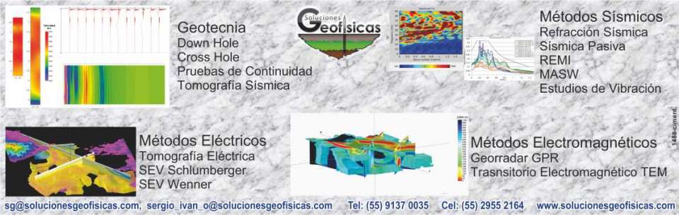 Geotecnia, Pruebas de Continuidad, Tomografia Sismica, Metodos Sismicos, Refraccion Sismica, Estudios de Vibracion, Metodos Electricos, Tomografia Electrica, Metodos Electromagneticos Geotecnia, Pruebas de Continuidad, Tomografia Sismica, Metodos Sismicos, Refraccion Sismica, Estudios de Vibracion, Metodos Electricos, Tomografia Electrica, Metodos Electromagneticos