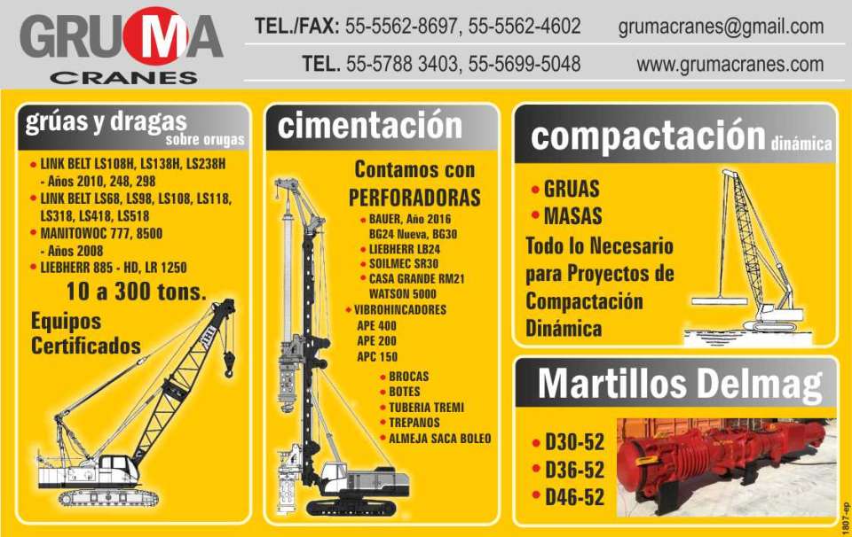 Crawler Cranes and Dredges, Foundations, Drilling Machines, Vibrodrivers, Drill Bits, Boats, Tremi Pipe, Trepans, Boleo Clam, Dynamic Compaction, Cranes, Masses, Piling Hammers Crawler Cranes and Dredges, Foundations, Drilling Machines, Vibrodrivers, Drill Bits, Boats, Tremi Pipe, Trepans, Boleo Clam, Dynamic Compaction, Cranes, Masses, Piling Hammers