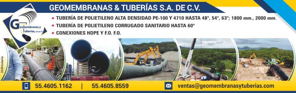 Tuberia de Polietileno alta densidad PE- 100 y 4710 hasta 48", 54", 63", 1800 mm., 2000 mm. Tuberia de Polietileno corrugado sanitario hasta 60", Conexiones HPDE y F.O F.O