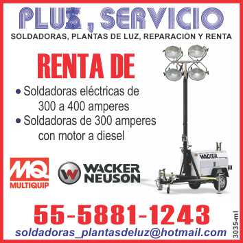 Soldadoras, plantas de luz, reparacion, renta, soldadoras electricas de 300 a 400 amperes, soldadoras de 300 amperes con motor a diesel, mq multiquip cipsa, wacker neuson Soldadoras, plantas de luz, reparacion, renta, soldadoras electricas de 300 a 400 amperes, soldadoras de 300 amperes con motor a diesel, mq multiquip cipsa, wacker neuson