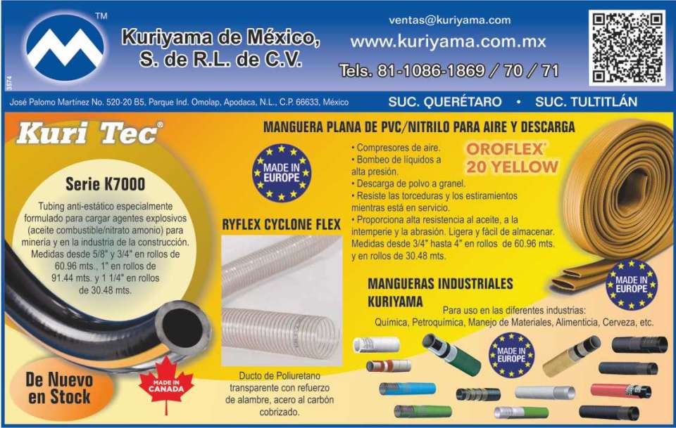 Lider en la fabricacion y distribucion de mangueras, accesorios, conexiones y productos Industriales de alta calidad con mas de 50 años de presencia en el mercado Lider en la fabricacion y distribucion de mangueras, accesorios, conexiones y productos Industriales de alta calidad con mas de 50 años de presencia en el mercado
