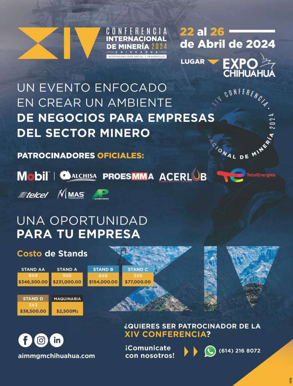 Mining Conference and Exhibit in Chihuahua, Mexico, April 22-26, 2024 Mining Conference and Exhibit in Chihuahua, Mexico, April 22-26, 2024