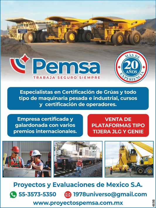 Especialista en Certificacion de Gruas y todo tipo de Maquinaria Pesada e Industrial, Cursos y Certificacion de Operadores. VENTA de Plataformas Tipo Tijera JLG Y GENIE Empresa Certificada. Especialista en Certificacion de Gruas y todo tipo de Maquinaria Pesada e Industrial, Cursos y Certificacion de Operadores. VENTA de Plataformas Tipo Tijera JLG Y GENIE Empresa Certificada.