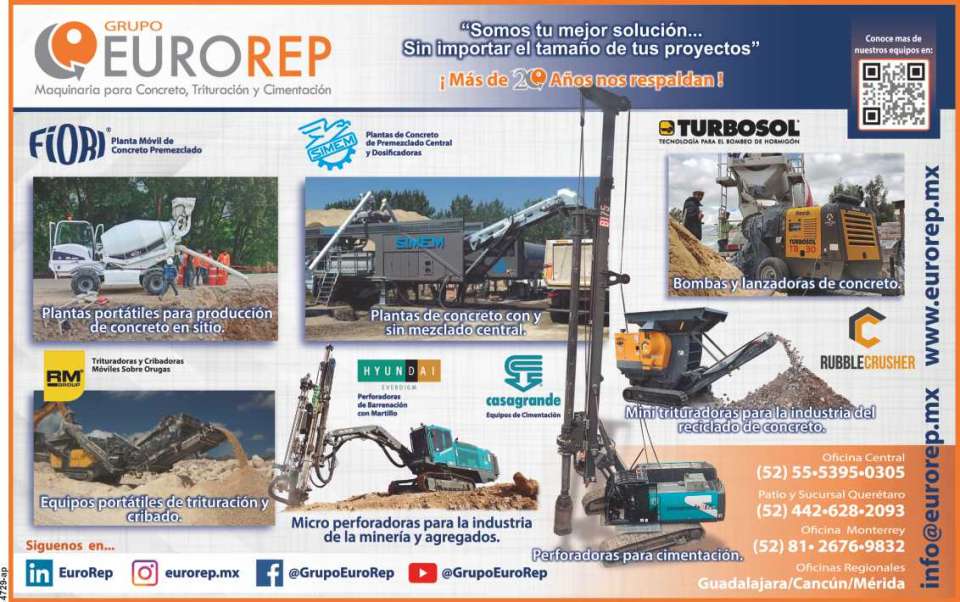 Plantas Portatiles para Produccion de Concreto, Bombas y Lanzadoras de Concreto, Equipos Portatiles de Trituracion y Cribado, Micro perforadoras, Mini trituradoras, Perforadoras para Cimentacion. Plantas Portatiles para Produccion de Concreto, Bombas y Lanzadoras de Concreto, Equipos Portatiles de Trituracion y Cribado, Micro perforadoras, Mini trituradoras, Perforadoras para Cimentacion.