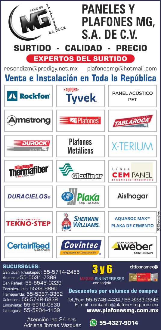 Paneles y Plafones Rockfon, Armstrong,Saint-Gobain, CertainTeed, Covintec, Glasliner, Plaka, Panel Acustico Pet, Tablaroca, Tyvek, Thermafiber, Aislhogar, Aquaroc, Panel Acustico Pet, Weber