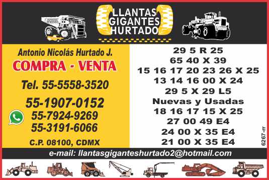 Llantas Gigantes Hurtado, llantas para maquinaria pesada, compra y venta, neumaticos. Llantas Gigantes Hurtado, llantas para maquinaria pesada, compra y venta, neumaticos.