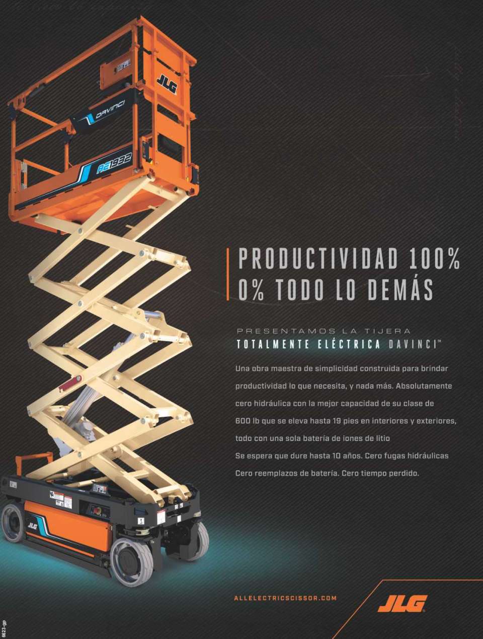 Elevador de Tijera hasta 19 pies, y capacidad hasta 600 lb. Totalmente electrica, cero hidraulica, y una bateria de iones de litio que dura hasta 10 años. Elevador de Tijera hasta 19 pies, y capacidad hasta 600 lb. Totalmente electrica, cero hidraulica, y una bateria de iones de litio que dura hasta 10 años.