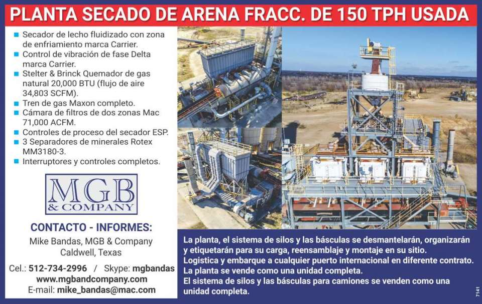 Planta Secado de Arena frac. de 150 tph usada. Silos de arena frac. de 1,000 ton. y basculas usadas para camiones. Planta Secado de Arena frac. de 150 tph usada. Silos de arena frac. de 1,000 ton. y basculas usadas para camiones.