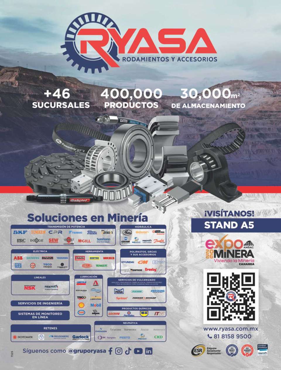 Distribucion y Comercializacion de Rodamientos, Bandas, Retenes, Motores, Reductores, Chumaceras, Cadenas, Coples, Sprockets, Transportadores, Sistemas de Lubricacion. Suc. Mexico y Centroamerica