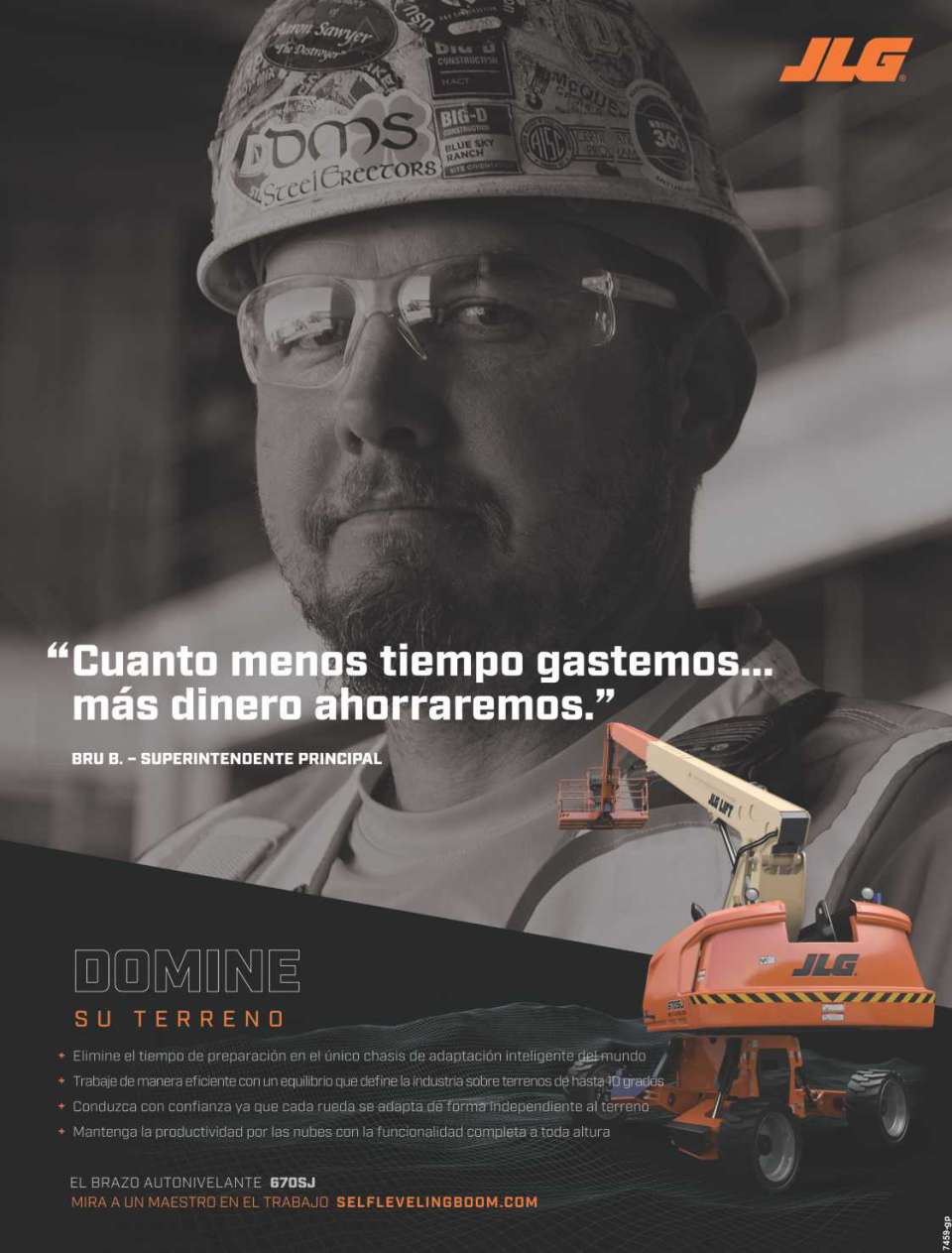 Nueva plataforma elevadora tipo brazo autonivelante 670SJ. NIVELE EL TRABAJO. Mejorada por su innovadora capacidad de trabajo en pendientes de 10 grados, a una altura maxima de 20.4 m. Nueva plataforma elevadora tipo brazo autonivelante 670SJ. NIVELE EL TRABAJO. Mejorada por su innovadora capacidad de trabajo en pendientes de 10 grados, a una altura maxima de 20.4 m.