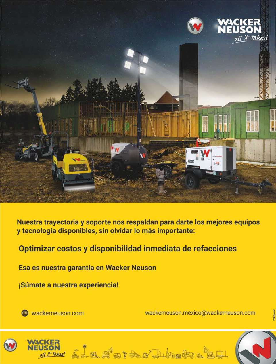 Nuestro Apisonador le ofrece un elevado rendimiento de compactacion y confort. Contamos con su Refaccionamiento. Nuestras Torres de Iluminacion son resistentes al viento e intemperie. Generadores.