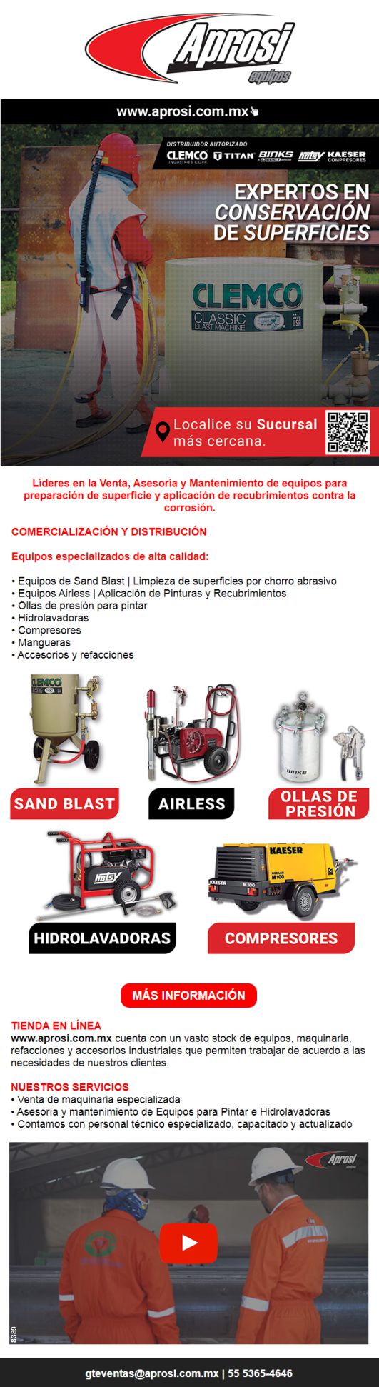 Lideres en la Venta, Asesoria y Mantenimiento de equipos para preparacion de superficie y aplicacion de recubrimientos contra la corrosion. - -Sand-Blast. -Airless -Hidrolavadoras -Compresores Lideres en la Venta, Asesoria y Mantenimiento de equipos para preparacion de superficie y aplicacion de recubrimientos contra la corrosion. - -Sand-Blast. -Airless -Hidrolavadoras -Compresores