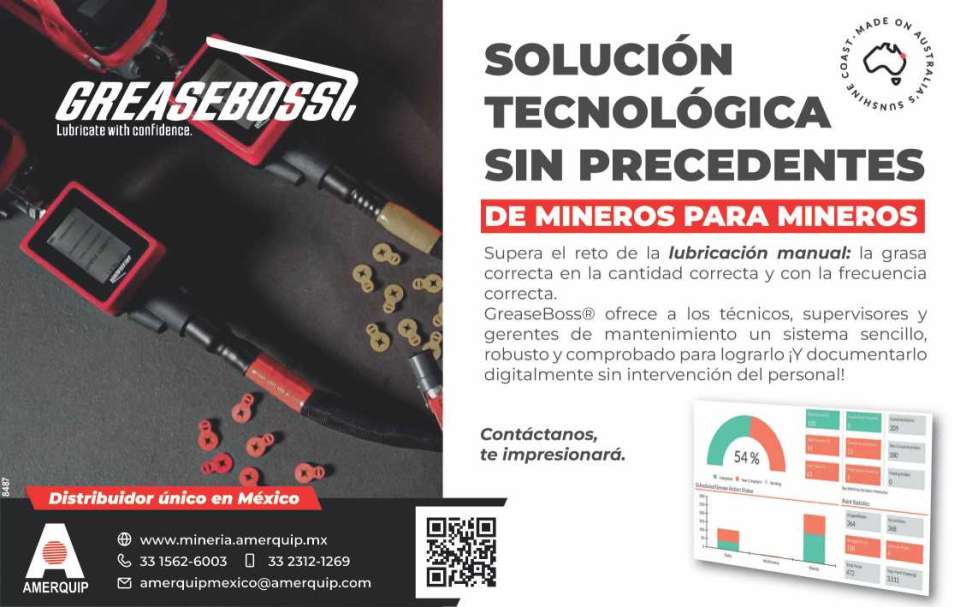 De Mineros para Mineros. Solucion Tecnologica sin precedentes. Supera el reto de la lubricacion manual, la grasa correcta en la cantidad correcta y con la frecuencia correcta. GreaseBoss. De Mineros para Mineros. Solucion Tecnologica sin precedentes. Supera el reto de la lubricacion manual, la grasa correcta en la cantidad correcta y con la frecuencia correcta. GreaseBoss.