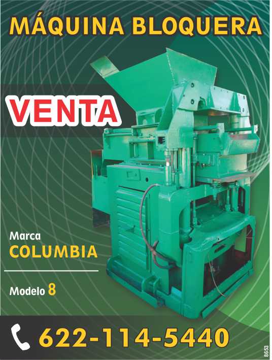 En Venta Maquina Bloquera: Marca Columbia Modelo 8 Capacidas de Fabricacion En Venta Maquina Bloquera: Marca Columbia Modelo 8 Capacidas de Fabricacion