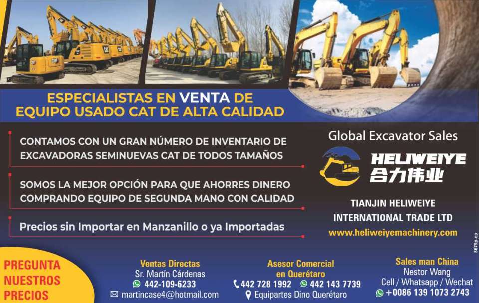 Specialists in High Quality Used CAT Equipment. We have an Inventory of Preowned CAT Excavators of all sizes. Prices without Importing in Manzanillo or already Imported. Specialists in High Quality Used CAT Equipment. We have an Inventory of Preowned CAT Excavators of all sizes. Prices without Importing in Manzanillo or already Imported.
