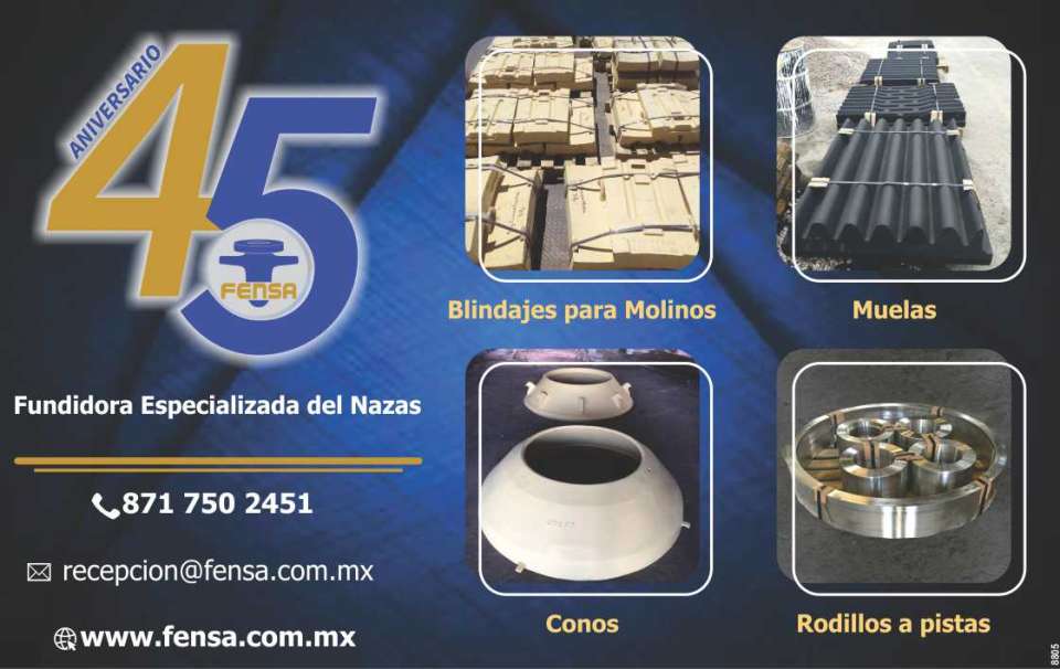 Fundidora Especializada del Nazas. Blindajes para Molinos, Muelas, Conos, Rodillos a Pistas. Fundidora Especializada del Nazas. Blindajes para Molinos, Muelas, Conos, Rodillos a Pistas.