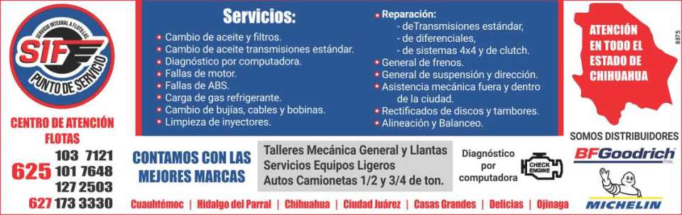 SIF Service Point Services: Oil and filter changes, standard transmission oil changes, engine failures, ABS failures, refrigerant gas charging, spark plug, cable and coil changes. SIF Service Point Services: Oil and filter changes, standard transmission oil changes, engine failures, ABS failures, refrigerant gas charging, spark plug, cable and coil changes.