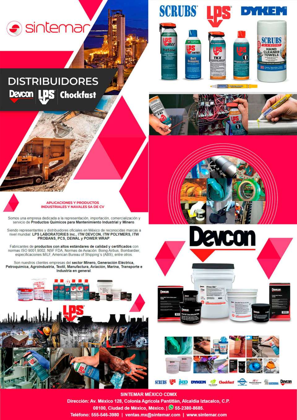 Productos Quimicos para Mantenimiento Industrial y Minero. Distribuidores de reconocidas marcas a nivel mundial: LPS LABORATORIES Inc., ITW DEVCON, ITW POLYMERS, ITW PROBANS, PCS, DEWAL y POWER WRAP. Productos Quimicos para Mantenimiento Industrial y Minero. Distribuidores de reconocidas marcas a nivel mundial: LPS LABORATORIES Inc., ITW DEVCON, ITW POLYMERS, ITW PROBANS, PCS, DEWAL y POWER WRAP.